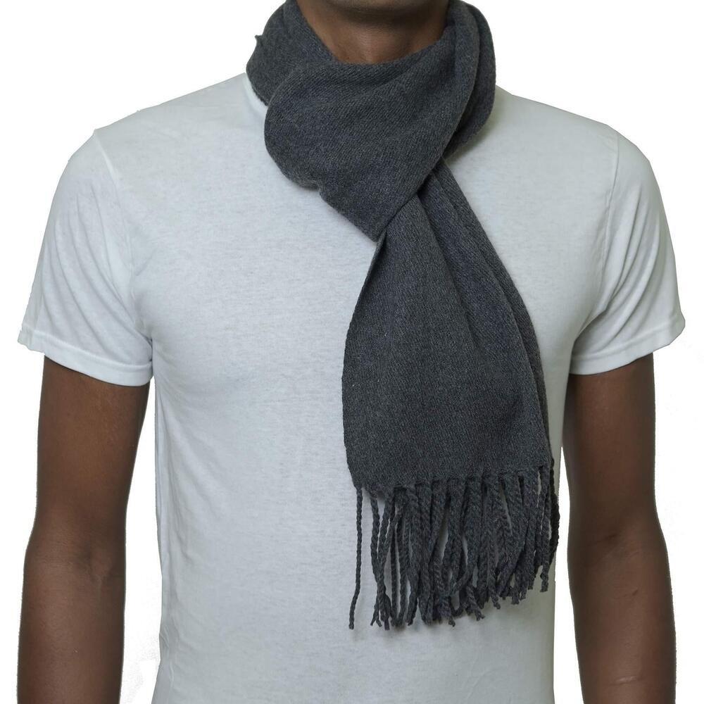 2513 Plaid Scarf Soft Winter Scarves Unisex,Solid Gray,One Size